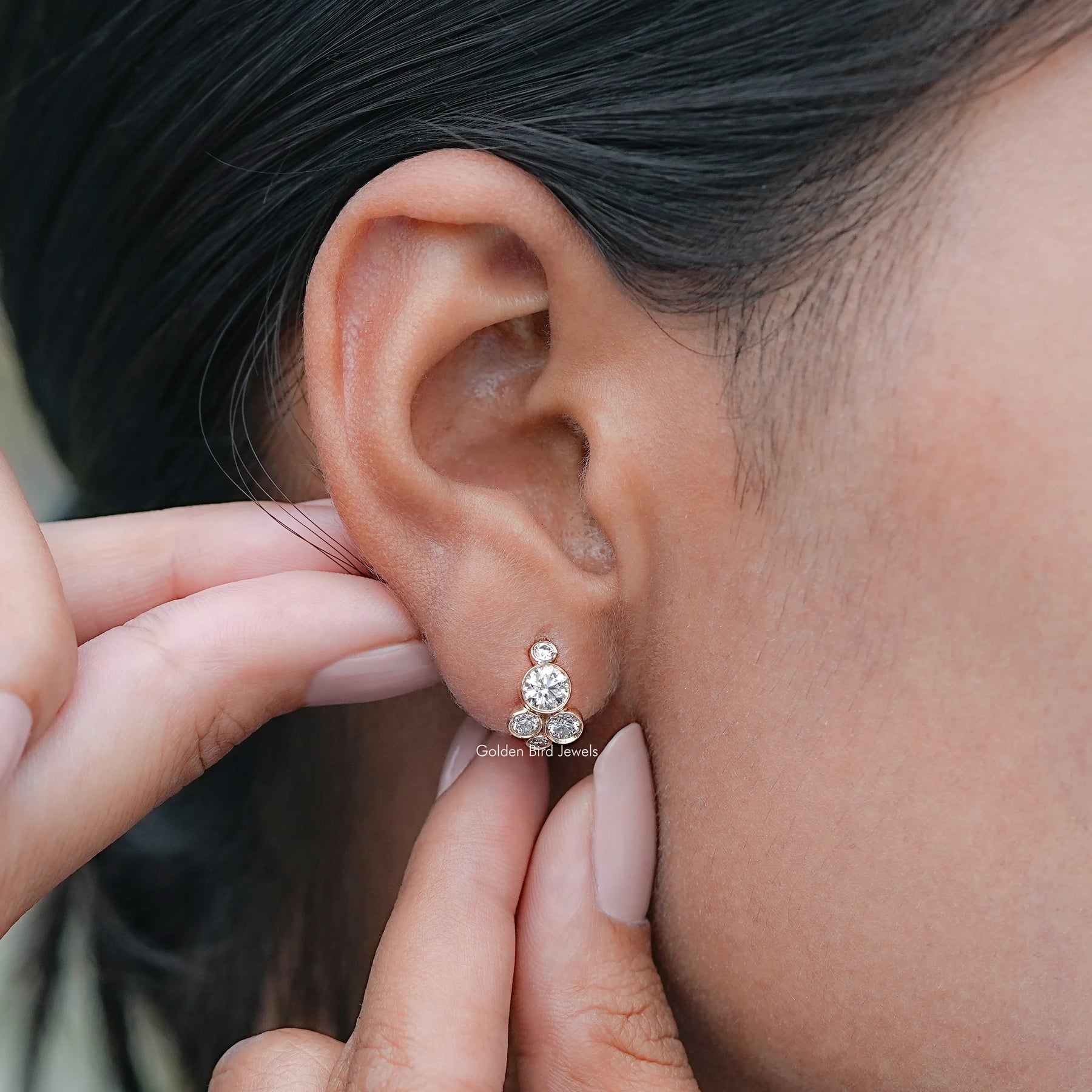 View Of Lab Diamond Stud Earrings in White Gold