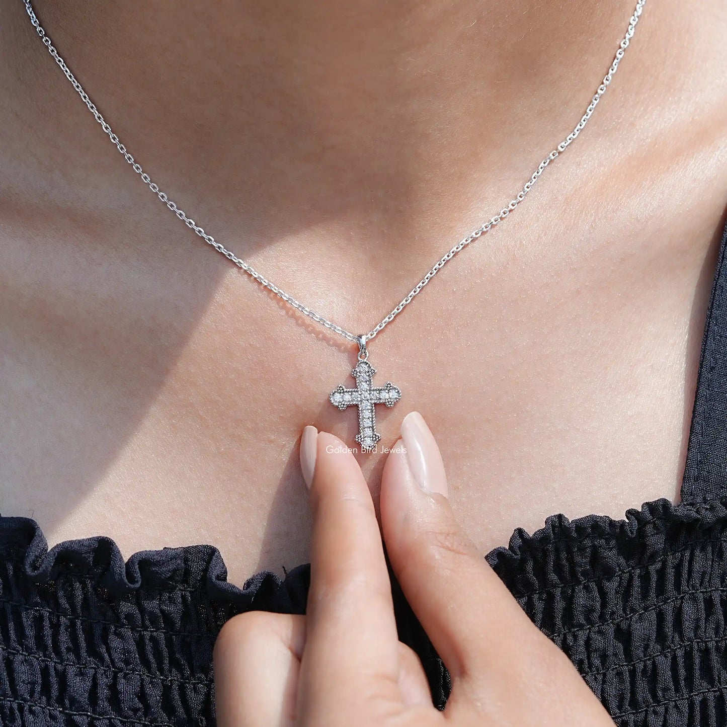 moissanite Cross Pendant in Solid GOld