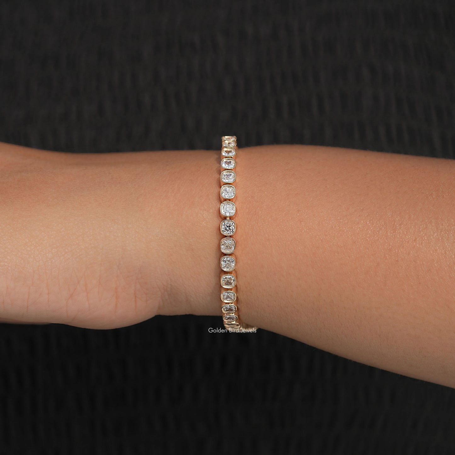 Top View Of Cushion Diamond Tennis Bracelet