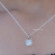 Close up view of Old European Round Lab Diamond Halo Pendant