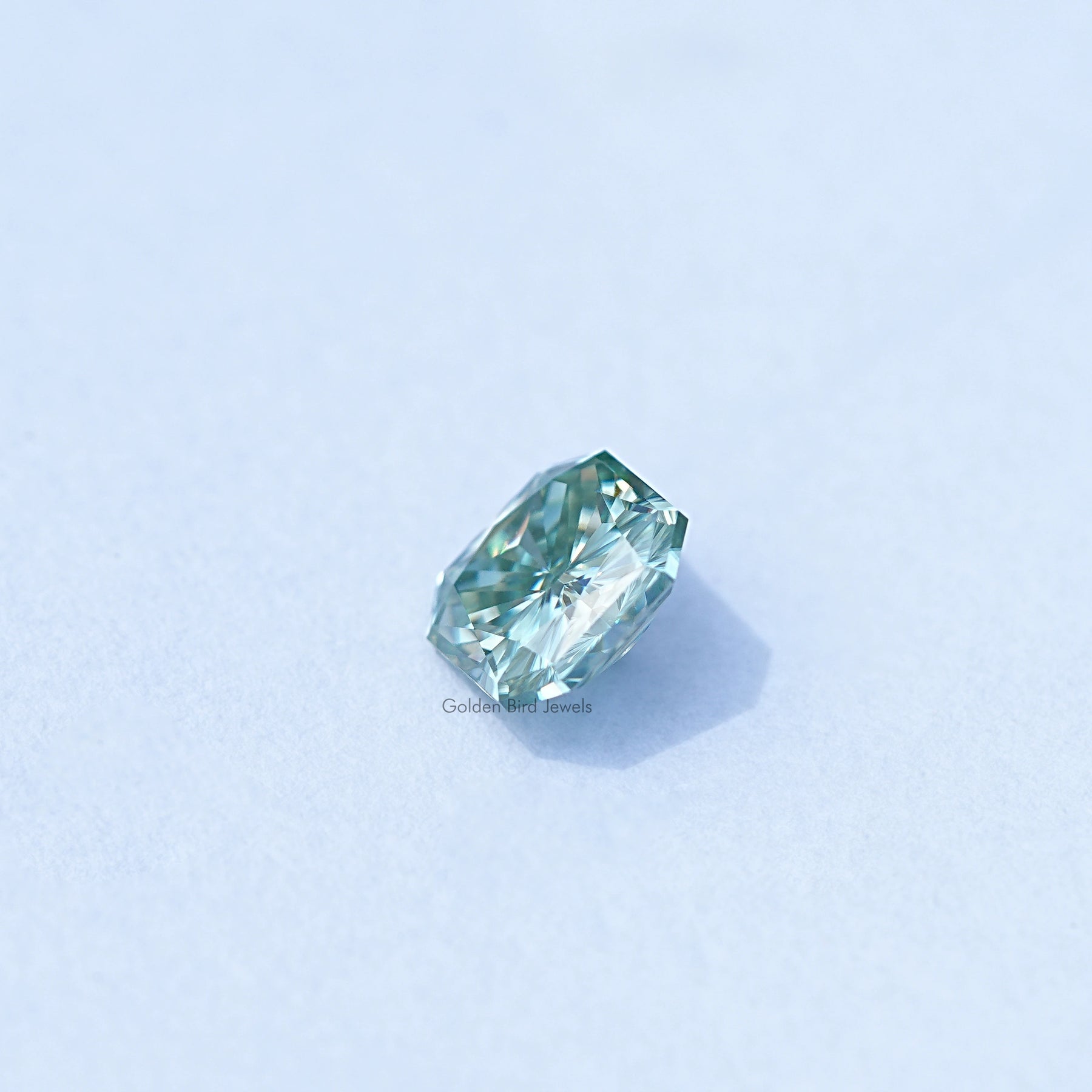 Square Radiant  Moissanite Stone in Green Color