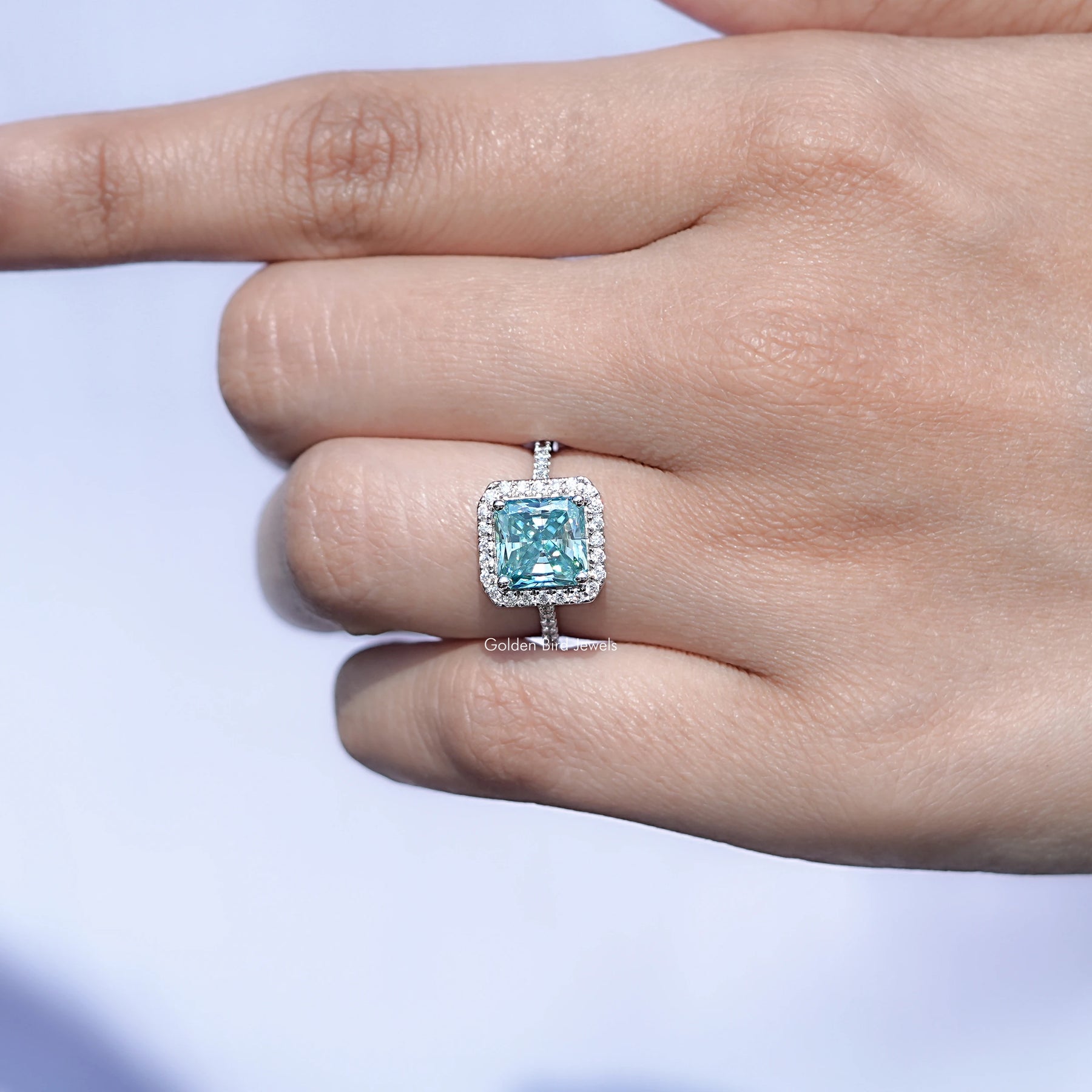 Close view of Round Cut Solitaire Engagement Ring