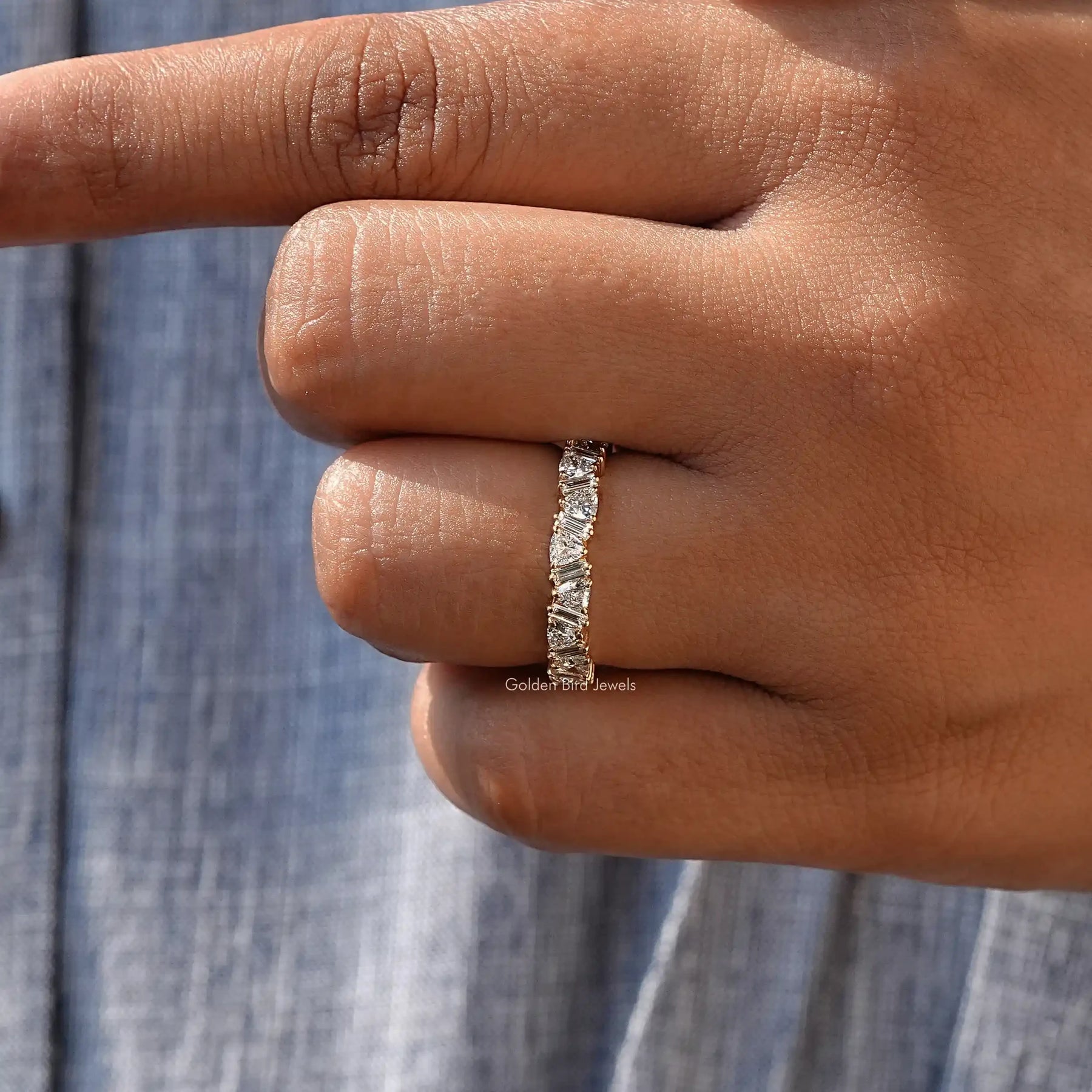 Close Up view of Multiple Diamond Eternity Wedding Band