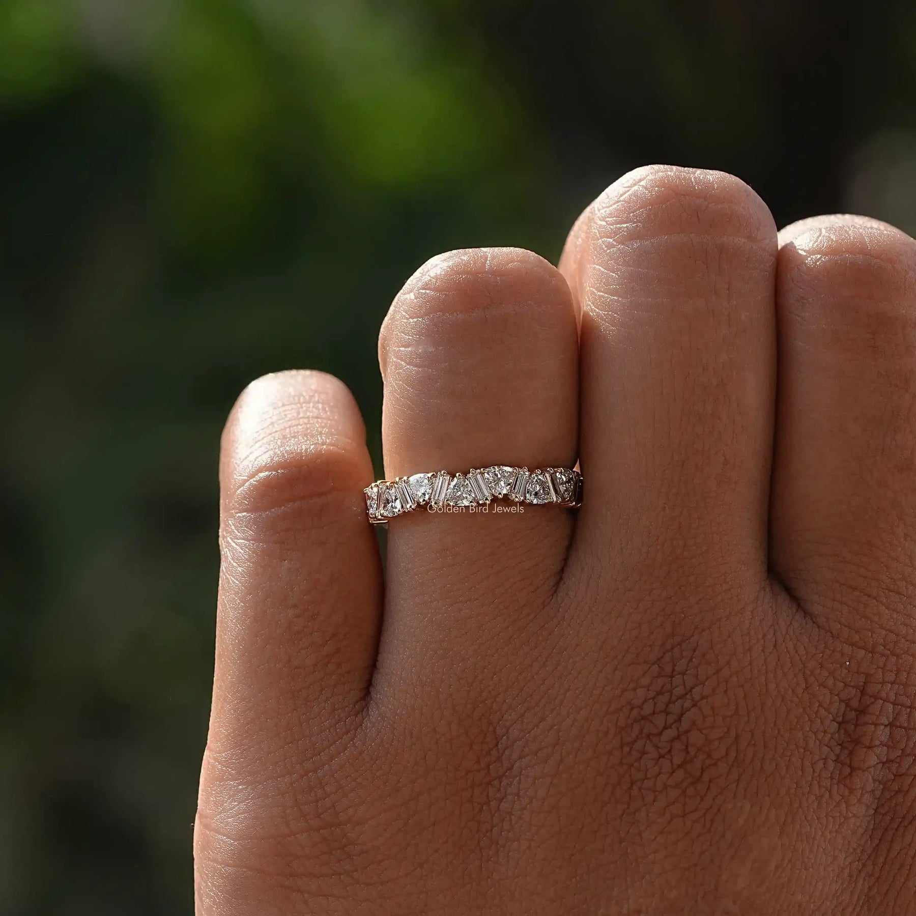 Detailed View of Trillion and Baguette Eternity Bridal Ring