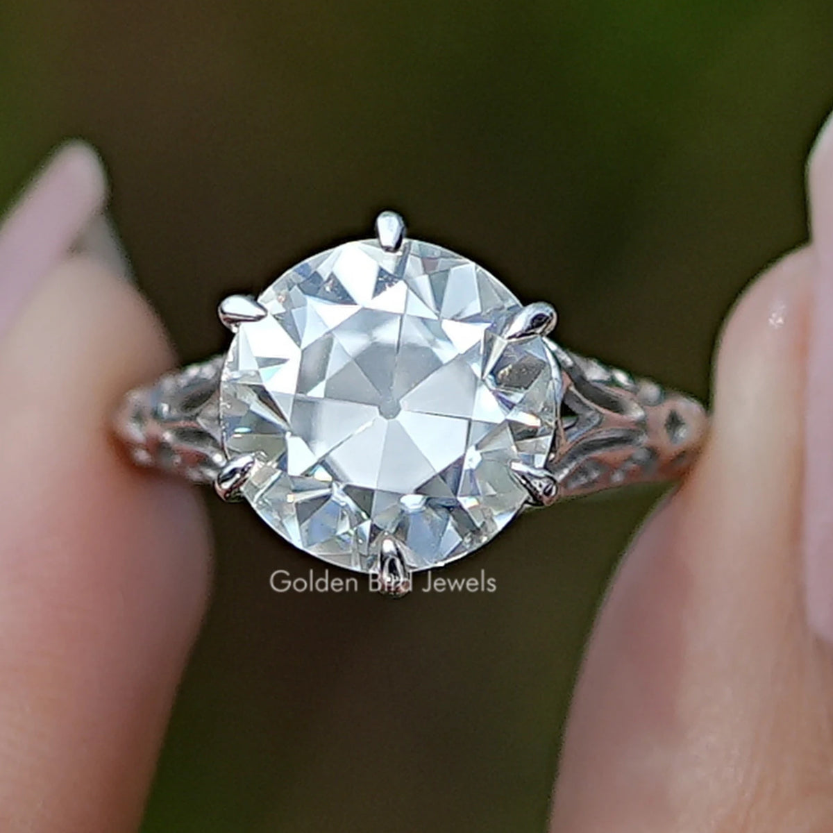 Old European Cut Round Moissanite Vintage Ring