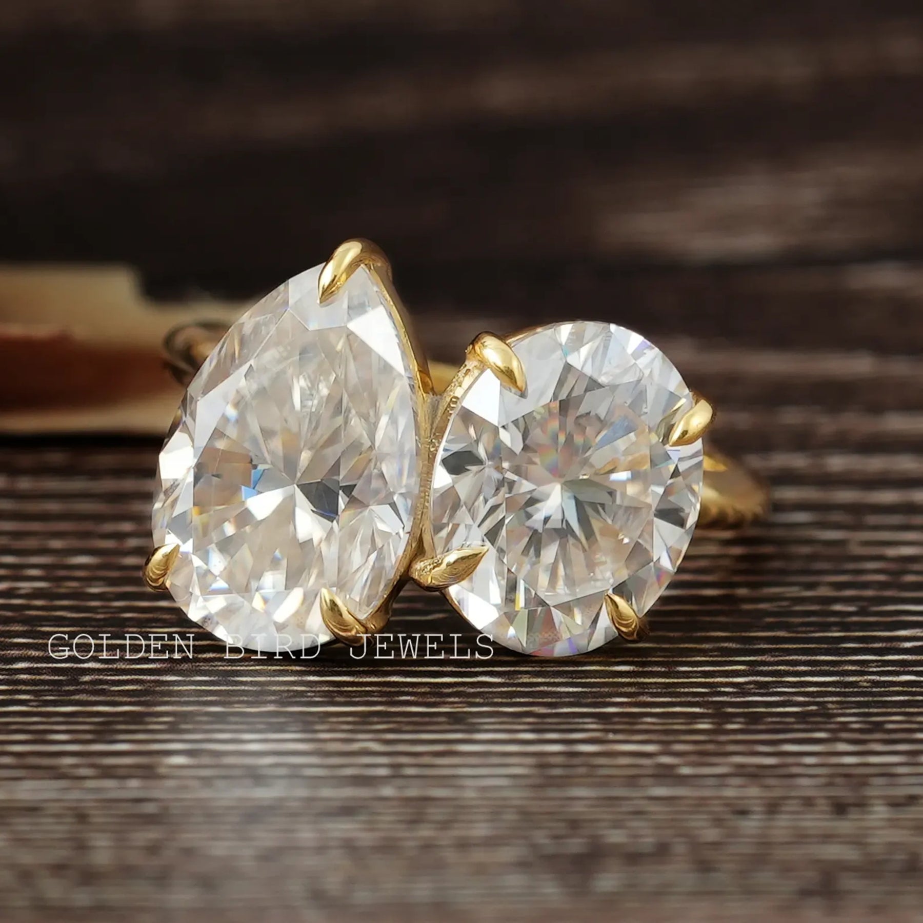 Pear And Oval Cut Moissanite You And Me Ring For Her