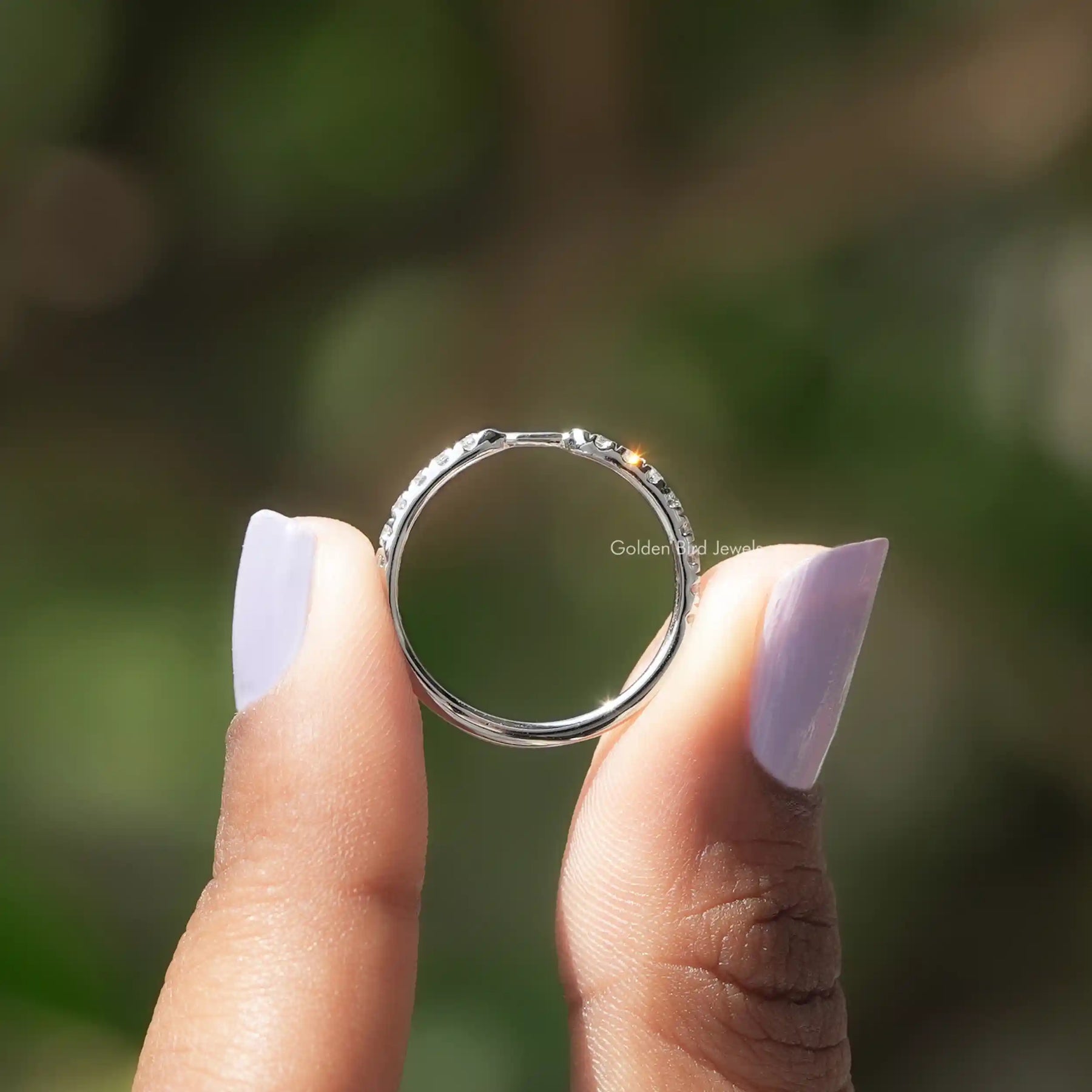 Round Diamond Half Eternity Stackable Notch Band