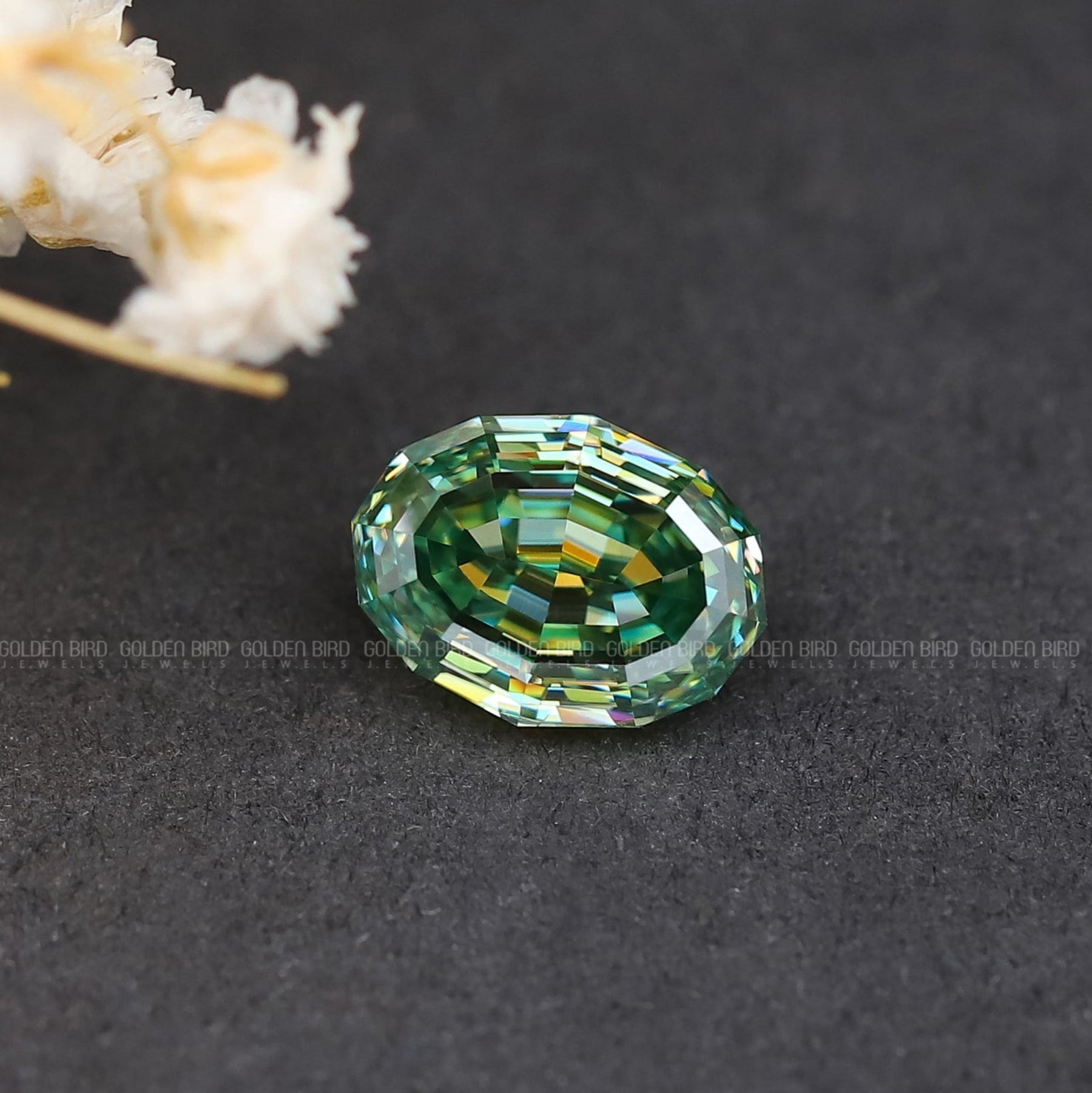 Front View Of Moissanite Step Cut Oval Cut Loose