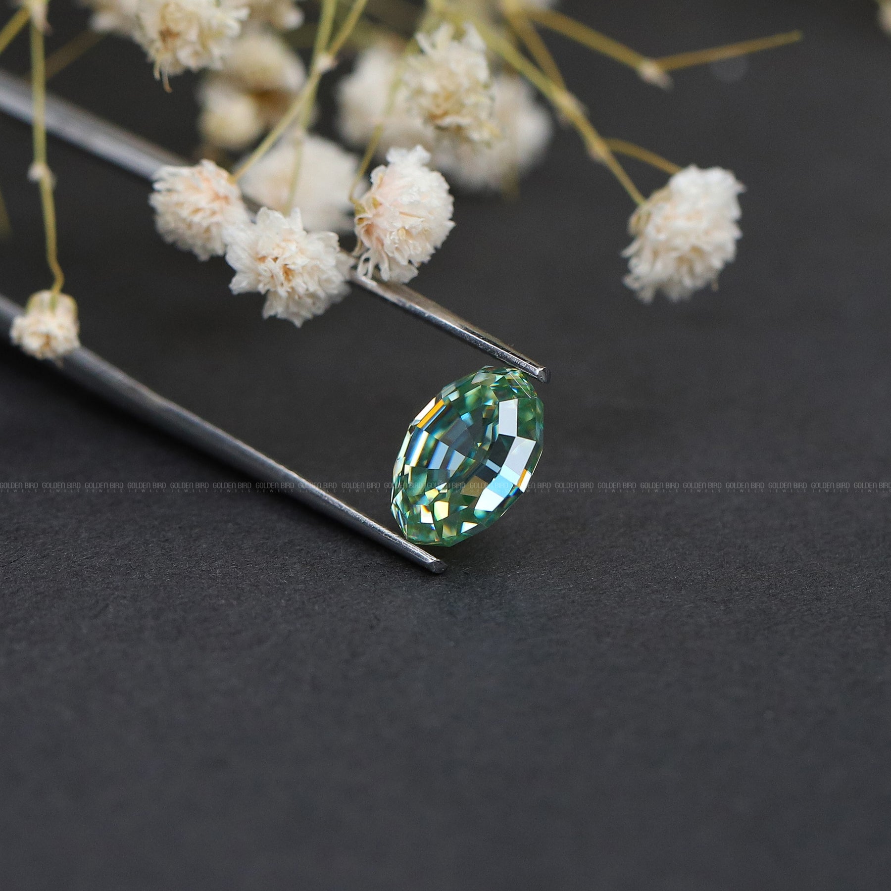 Side View Of Step Cut Oval Loose Moissanite Stone