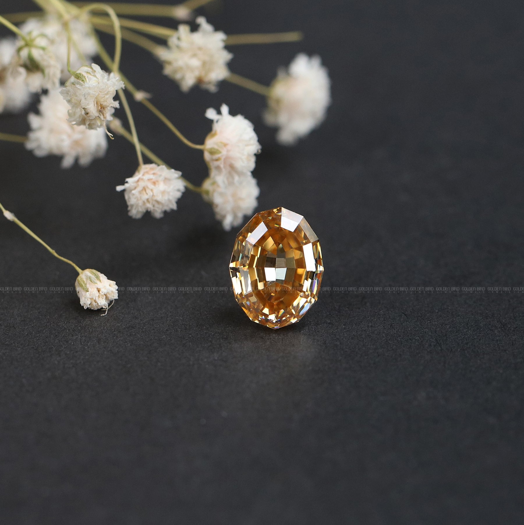 Top View Of Champagne Step Cut Loose Stone