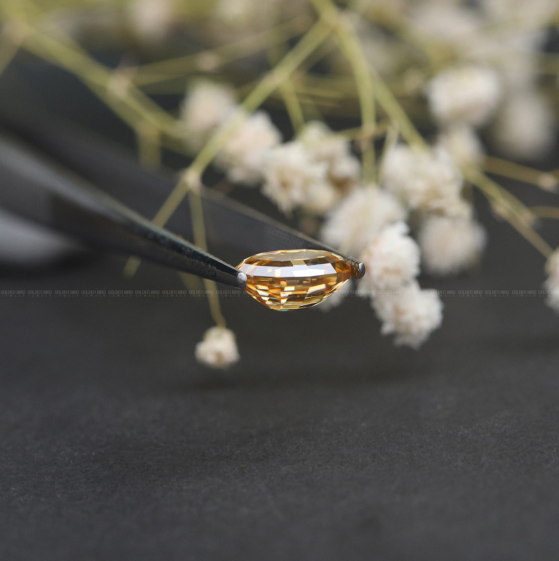 Side View Of campagne Oval Shaped Loose Moissanite