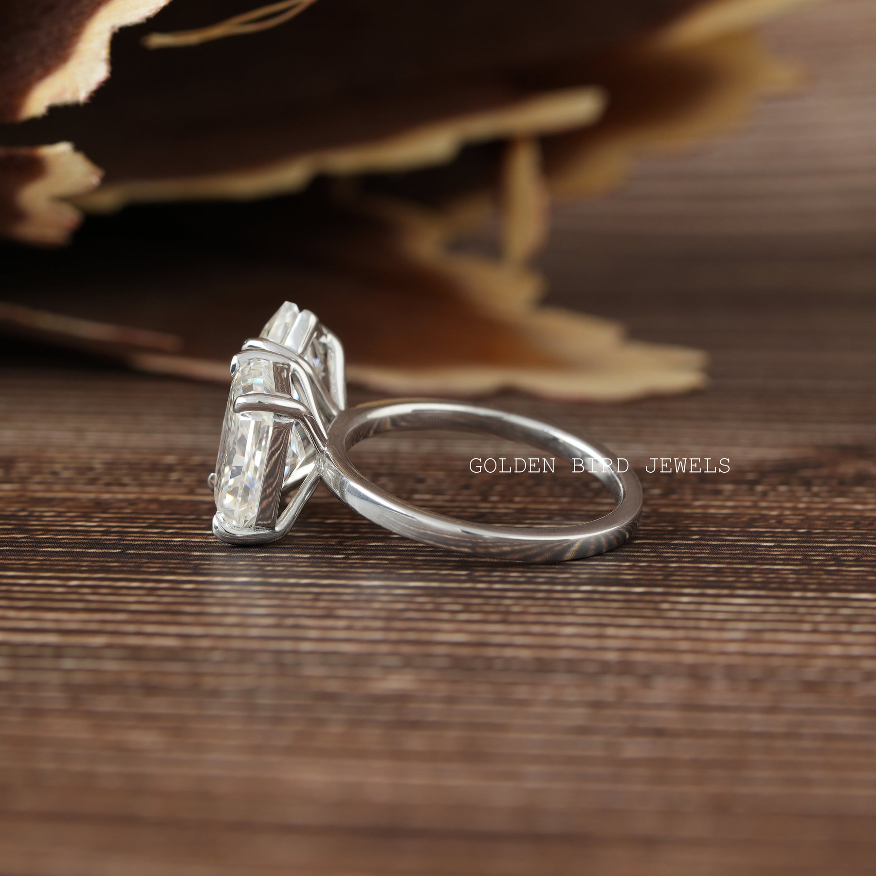 Detailed View of Marquise and Radiant Cut Moissanite Toi Et Moi Ring In White Gold