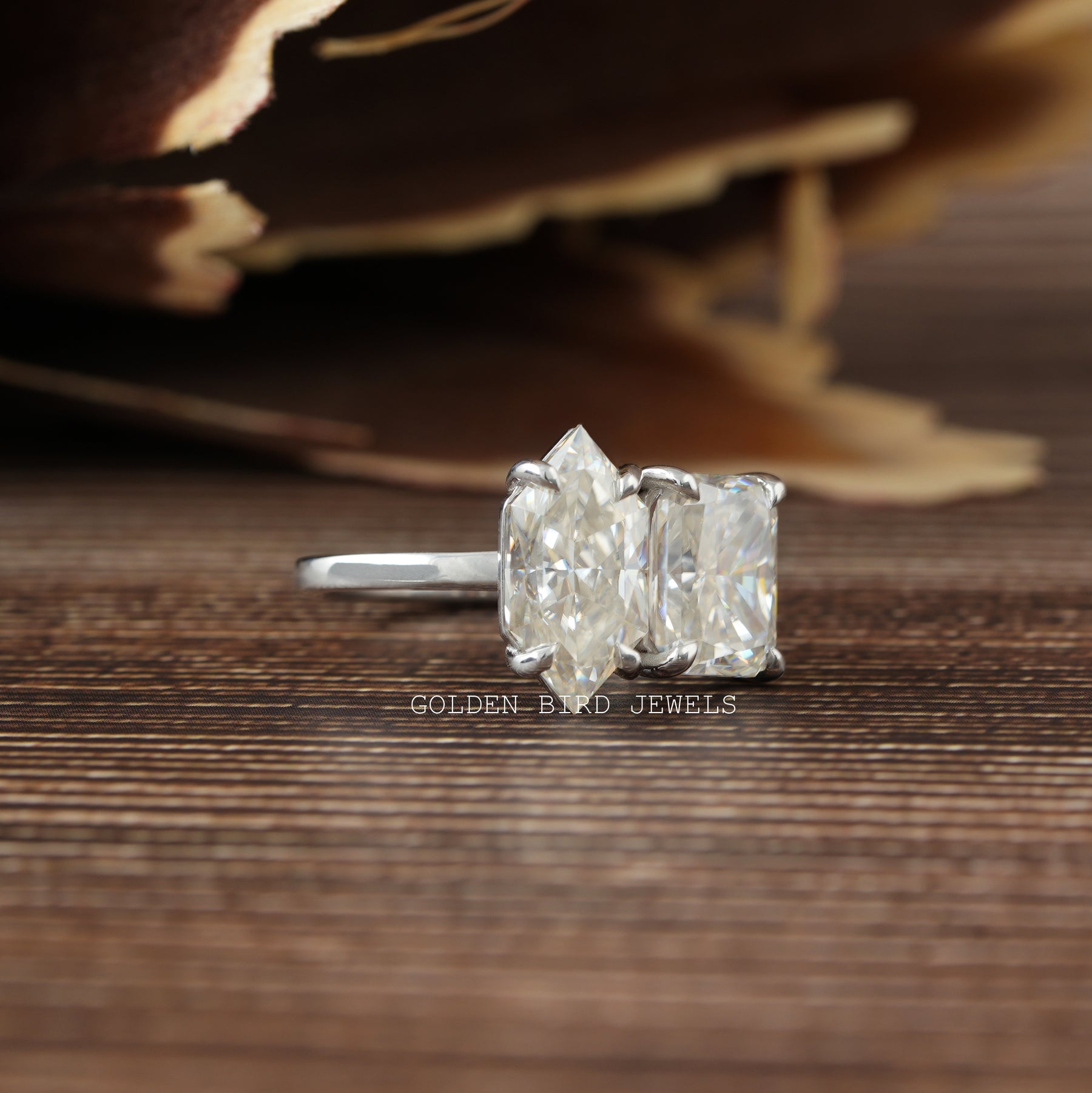 Dutch Marquise & Radiant Cut Moissanite Toi Et Moi Ring In White Gold