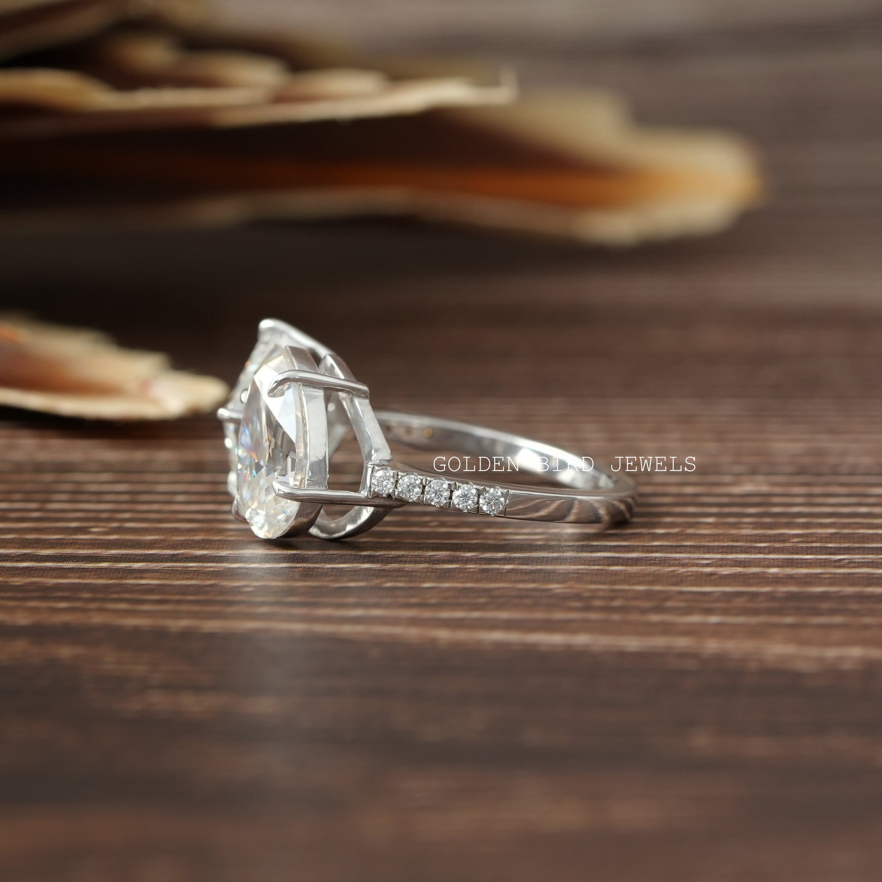 View of Pear Cut Moissanite toi Moi Ring In Whte Gold