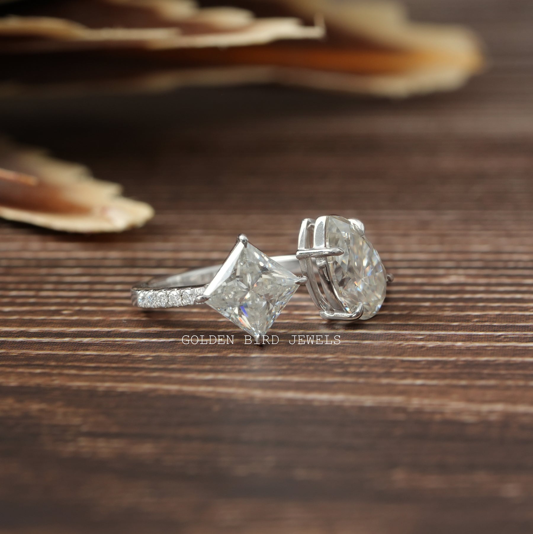 View of Pear Cut Moissanite toi Moi Ring In Whte Gold