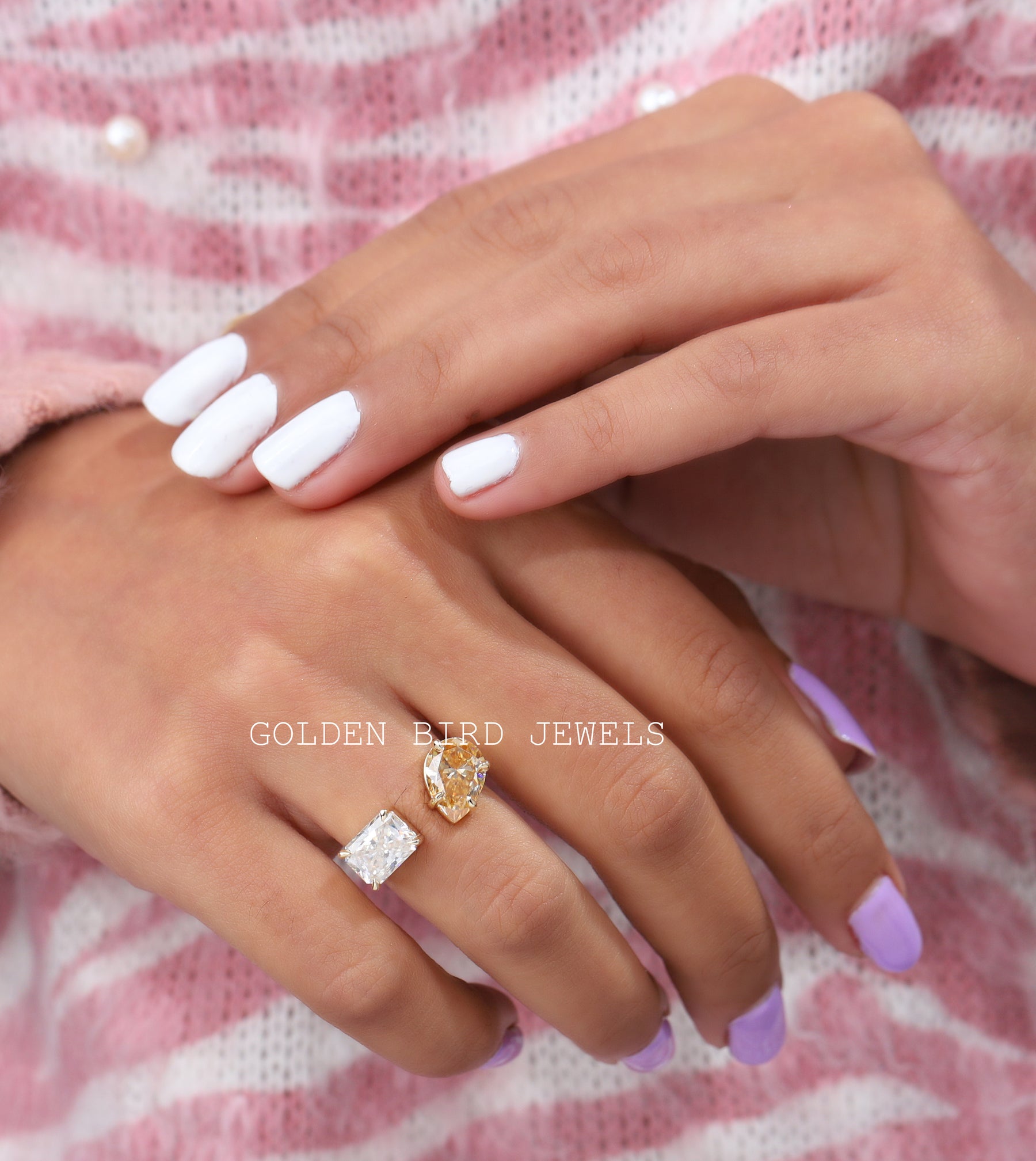 Finger view of moissanite ring for womens