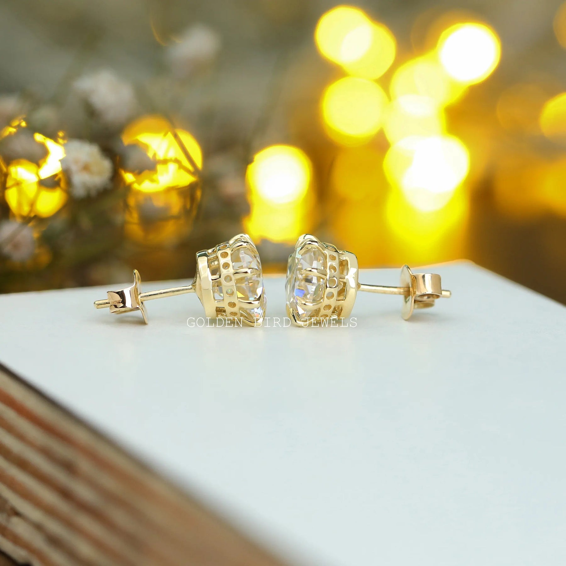 Round Cut Moissanite Stud Earrings Crafted With white gold