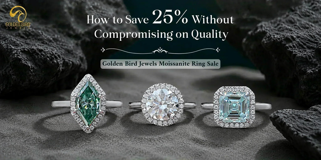 moissanite engagement rings featuring round, emerald, and marquise cuts with exceptional value and quality