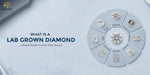 Lab grown diamonds in multiple cuts arranged around a round center stone for comparison