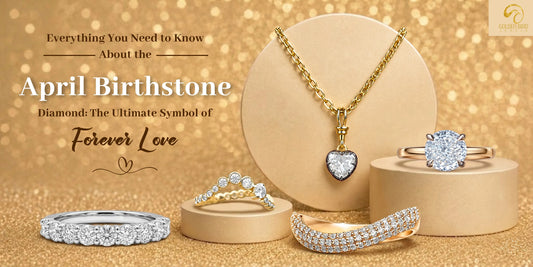 Diamond rings and heart pendant for April birthstone jewelry gift collection