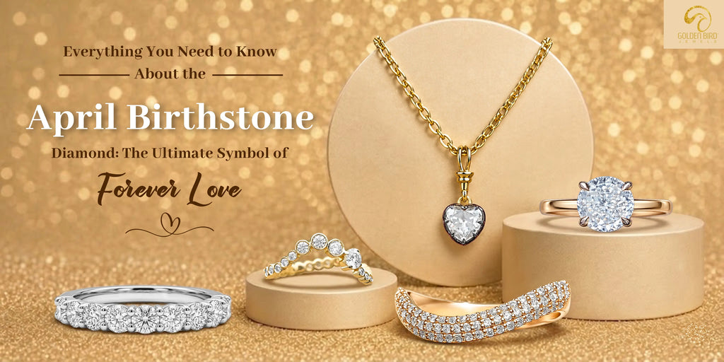 Diamond rings and heart pendant for April birthstone jewelry gift collection