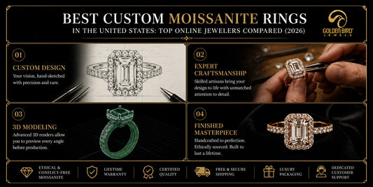 Handcrafted moissanite engagement ring with custom design and expert craftsmanship