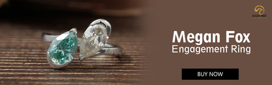 [Megan Fox's $300k valued engagement ring in a two stone style]-[golden bird jewels]