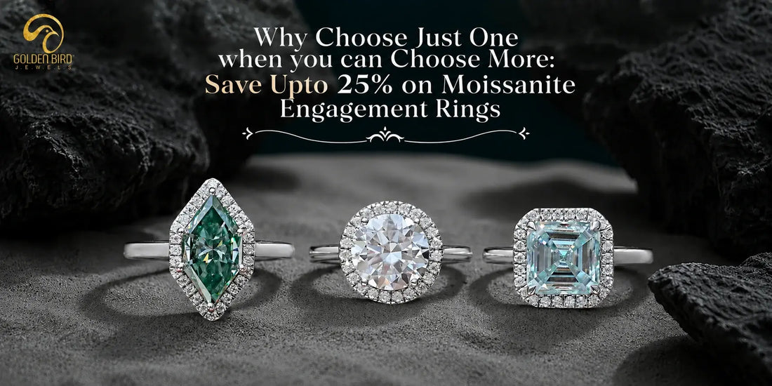 Handcrafted moissanite engagement rings featuring timeless halo and statement designs