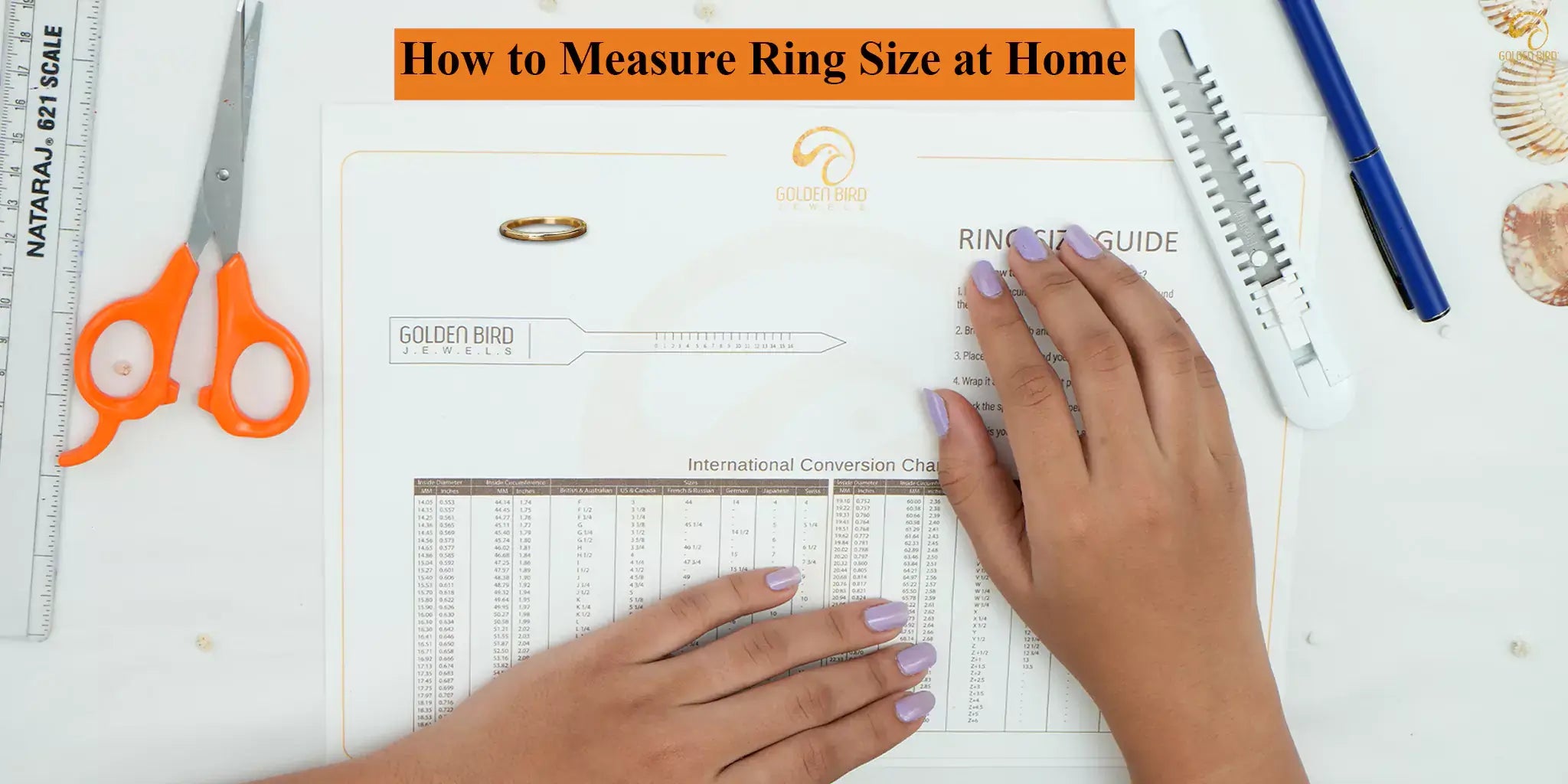 [Ring size measurement chart to get a correct size at home with this sizer tool]-[golden bird jewels]