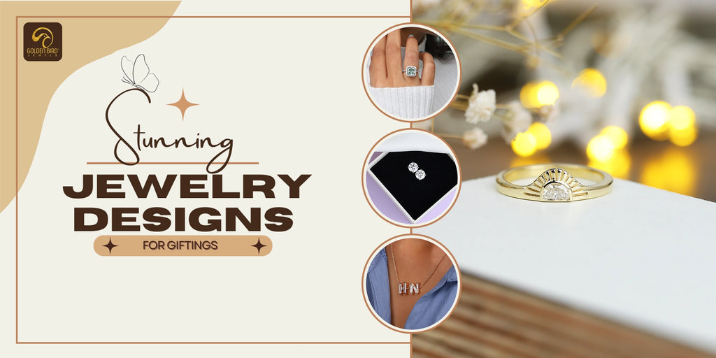 [TEXT]- Stunnig Jewelry Designs For Gift, [Theme]- Cream Color, [Elements]- Three round shape small size pics with jewelry design