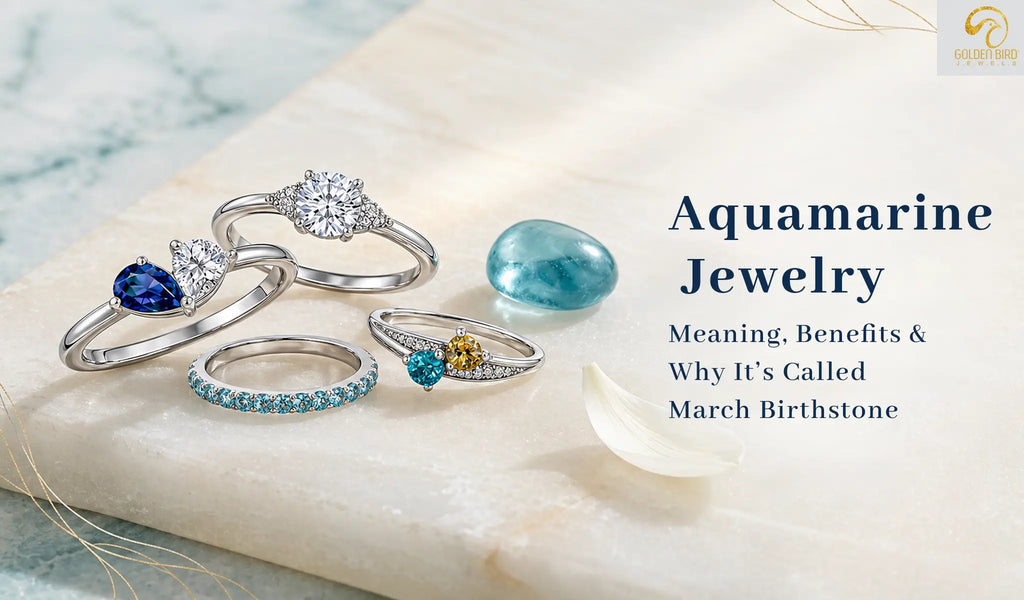 March birthstone aquamarine rings and gemstone jewelry collection for women gifts