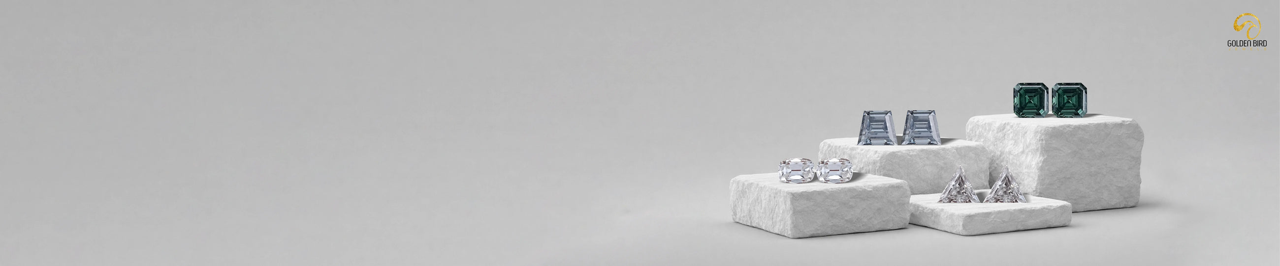 Matching moissanite stone pairs crafted in round, oval, emerald, pear, cushion, and marquise shapes