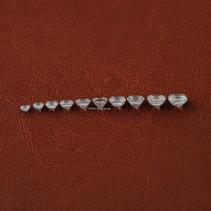 Side View of Asscher Cut Lab Grown Loose Diamond In White color