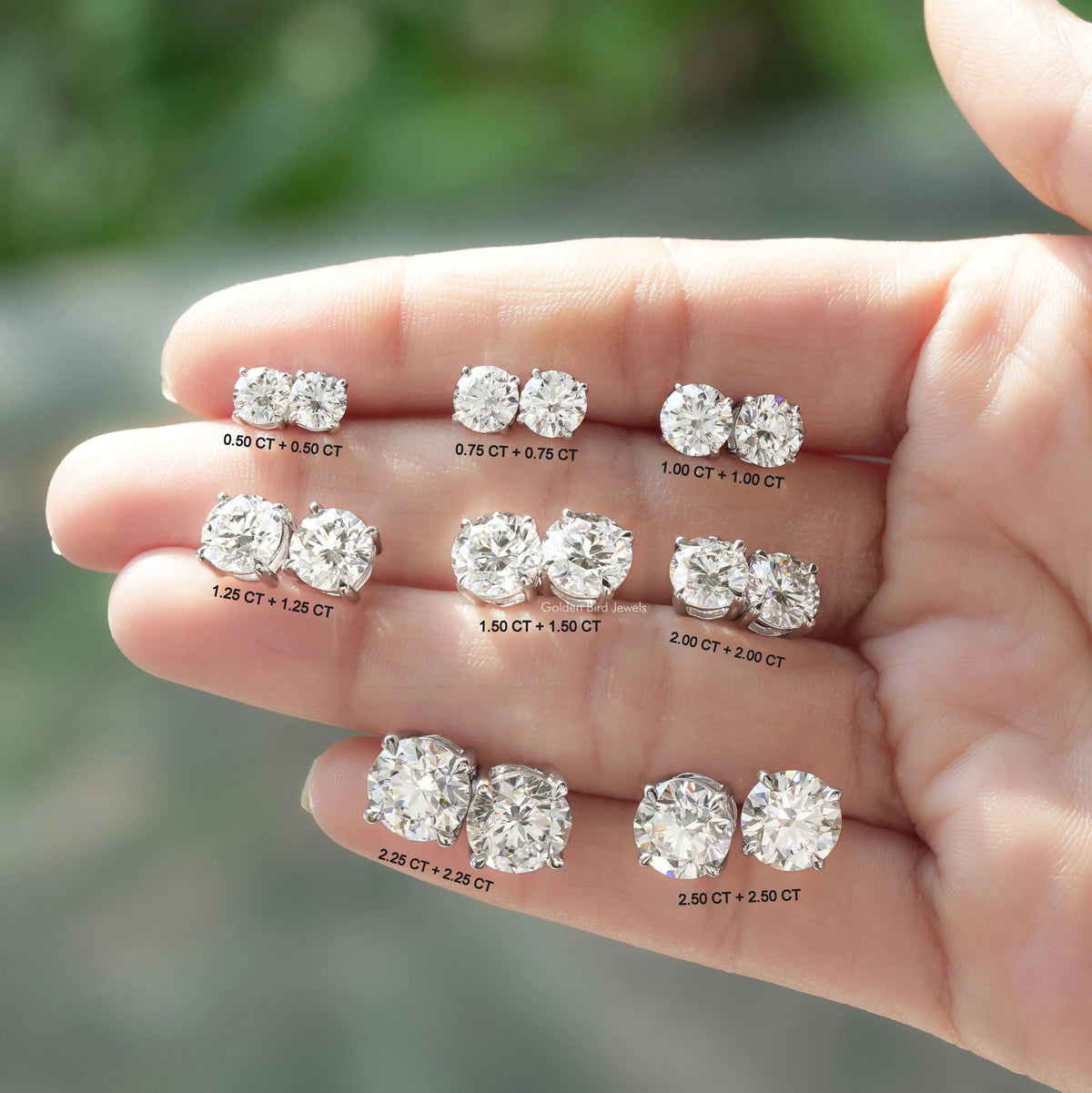 Colorless Multi Carat Weight Round Cut diamond Stud Earrings 