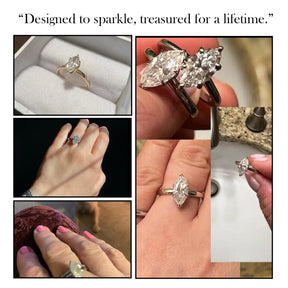 Marquise Cut Moissanite Hidden Halo Wedding Ring