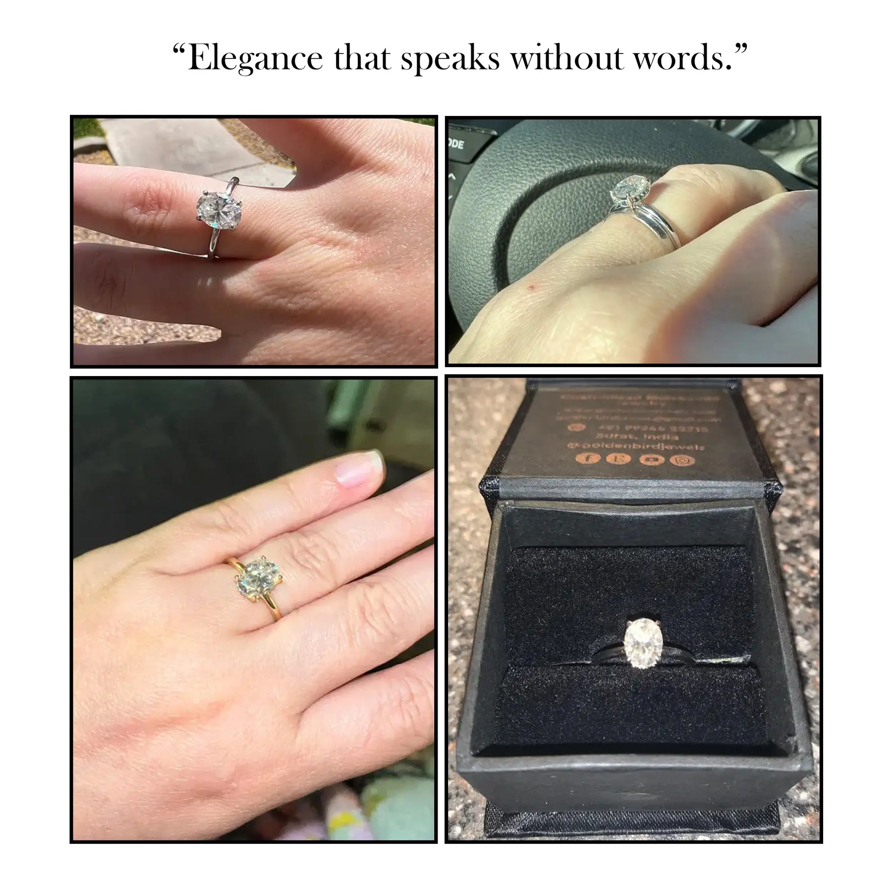 Moissanite Oval Cut Hidden Halo Ring
