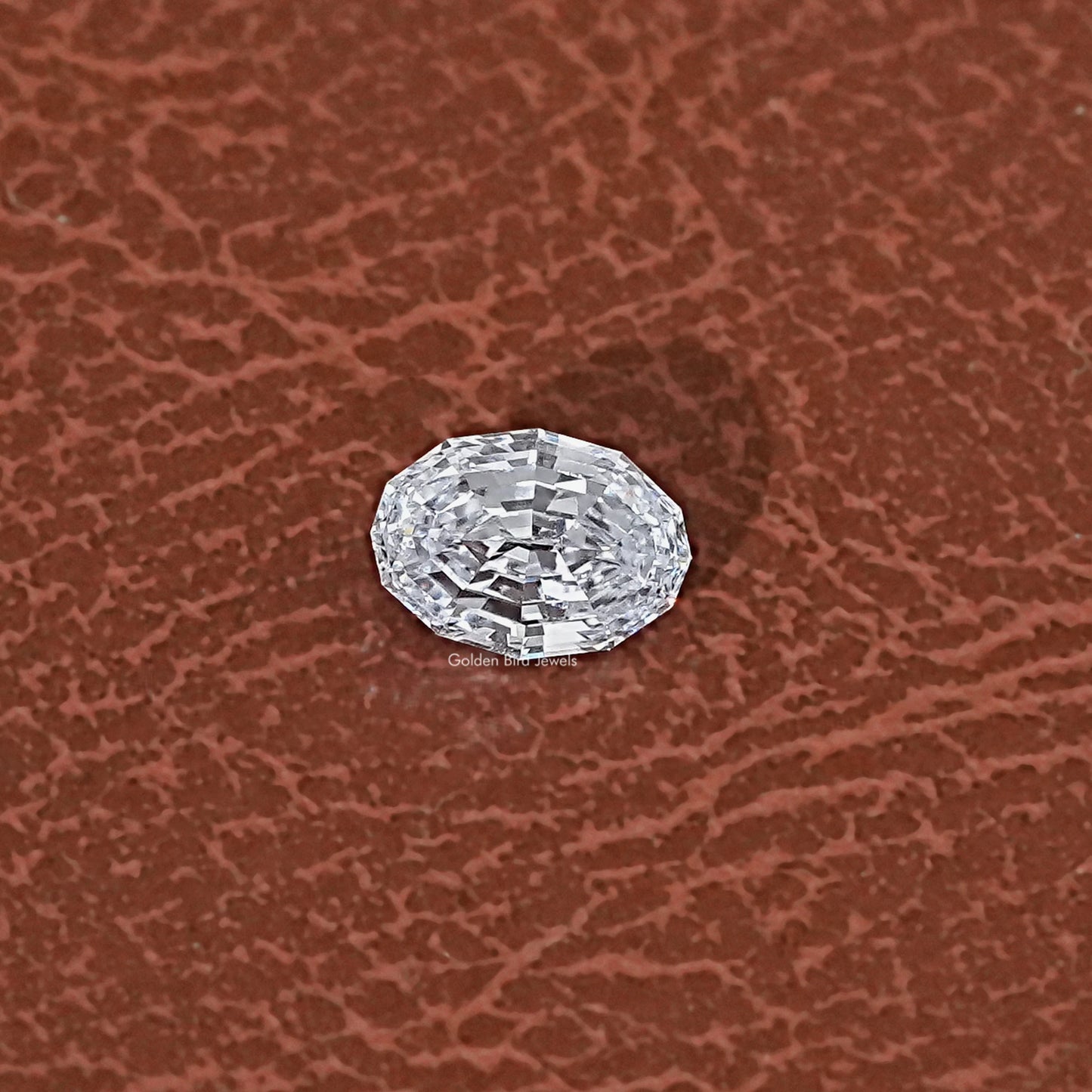 View of 1 Carat Step Cut Oval Lab Grown Diamond In White 