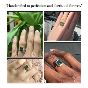 Emerald Cut Bezel Set Moissanite Solitaire Ring