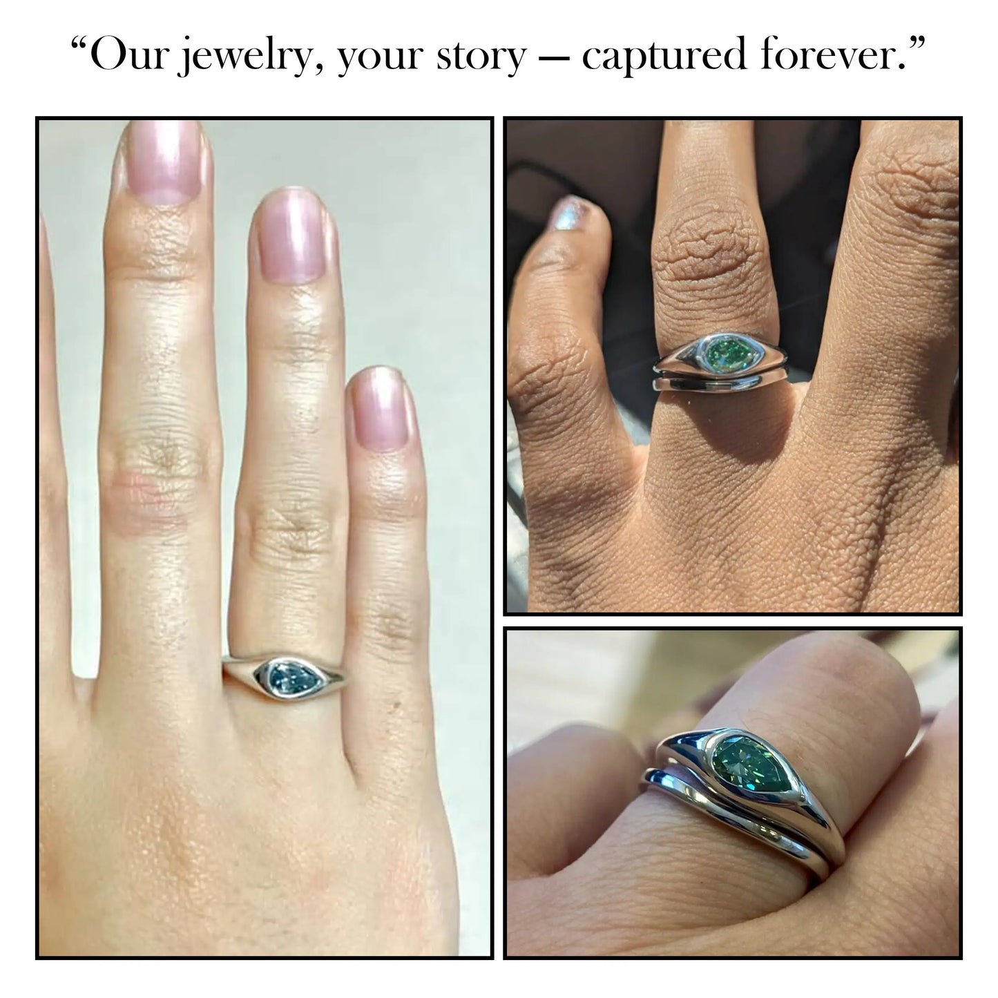 East-West Pear Cut Solitaire Moissanite Ring Set