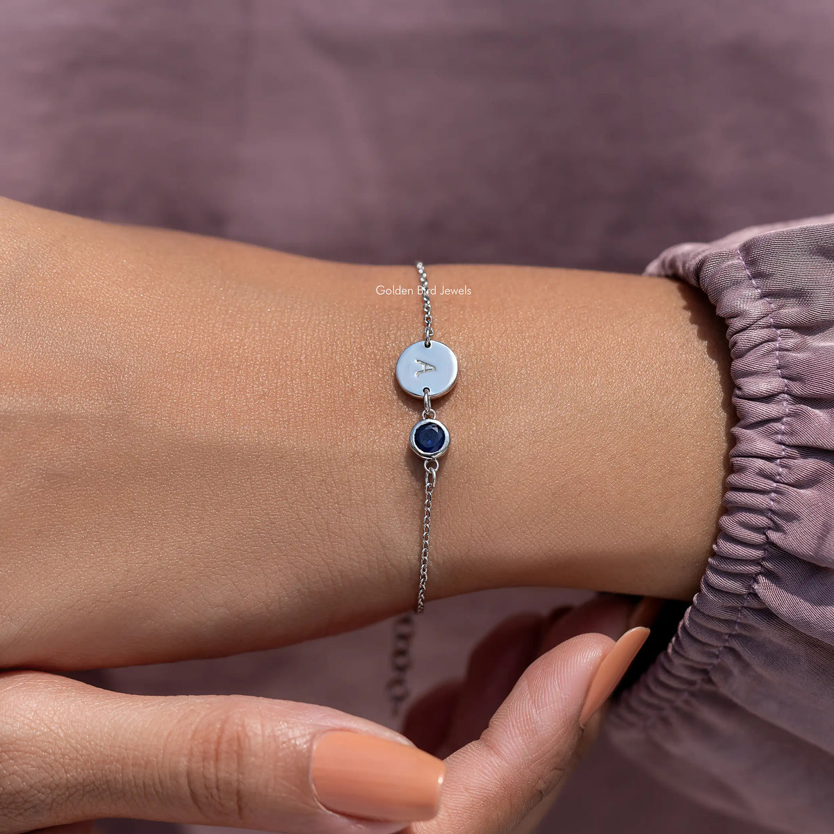 Round Cut Gemstone Letter Bracelet