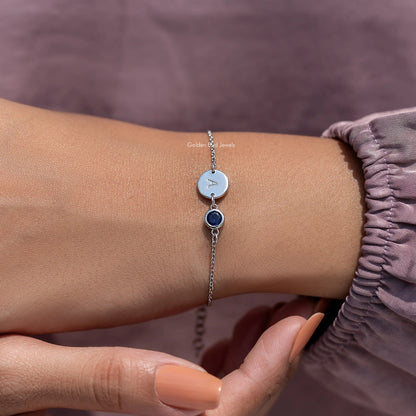 Round Cut Gemstone Letter Bracelet