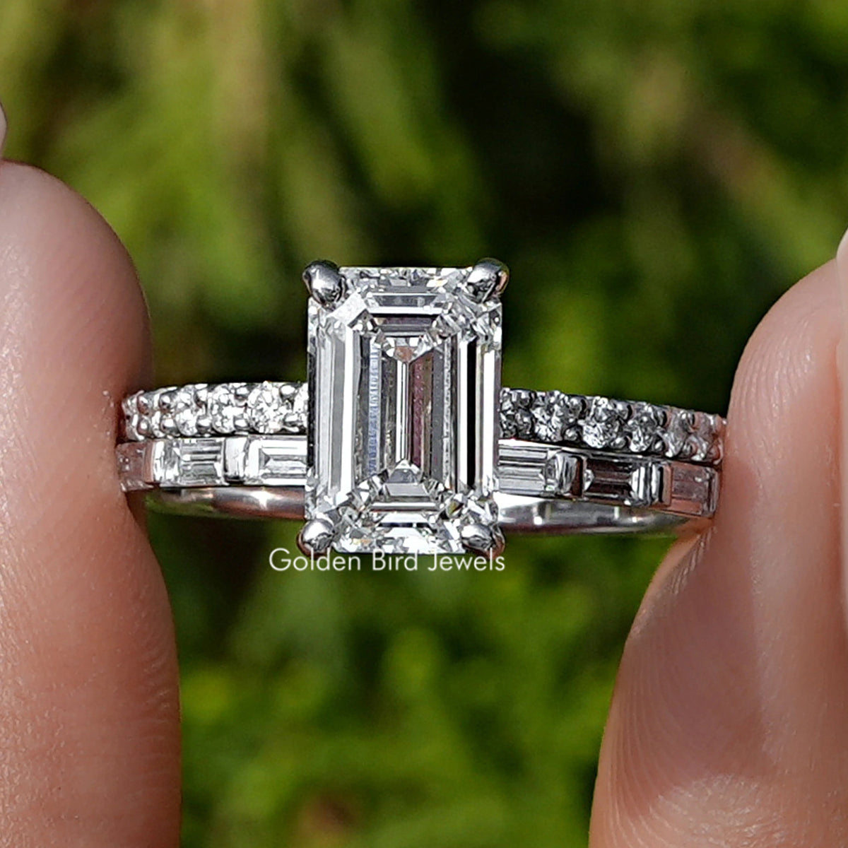 Labordiamant-Verlobungsring im Smaragdschliff