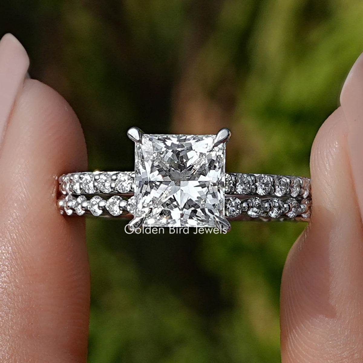 Prinzessinnenschnitt Labor gewachsene Diamant Verlobungsring 