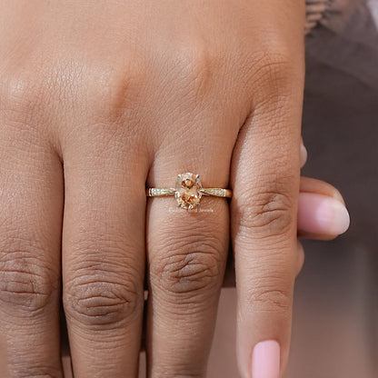 Old Mine Oval Moissanite Solitaire Engagement Ring