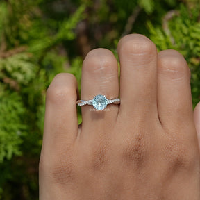 Aquamarine Round Cut Gemstone Ring