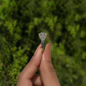 Art Deco Hexagonal Old European Cut Diamond Engagement Ring