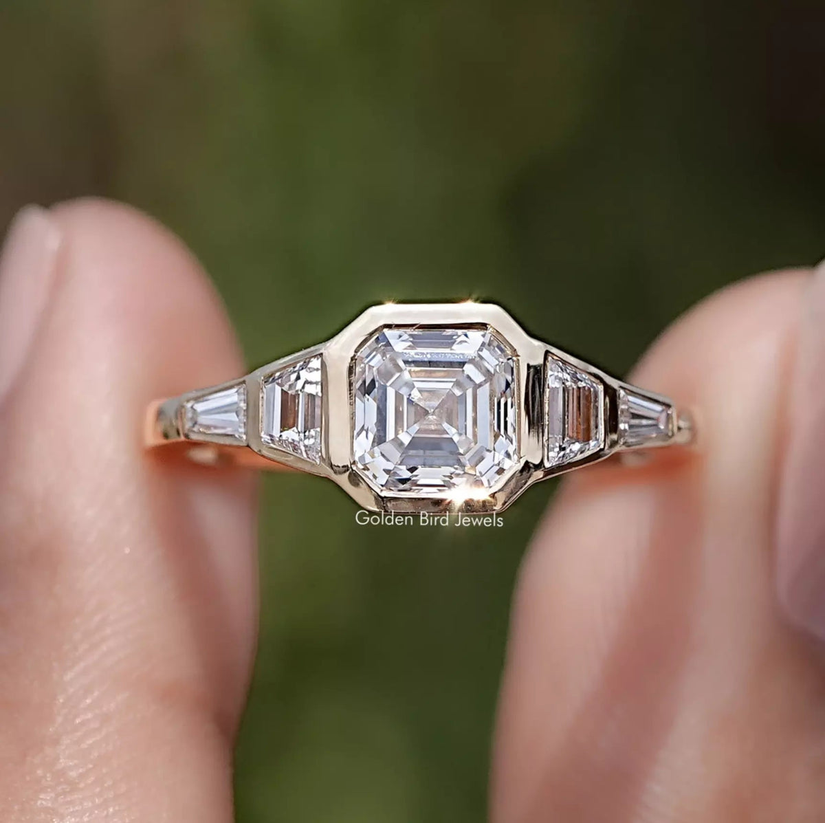 Asscher And Trapezoid Lab Diamond Five Stone Ring
