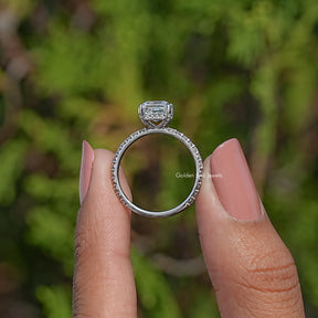 Asscher Cut Accent Lab Diamond Ring