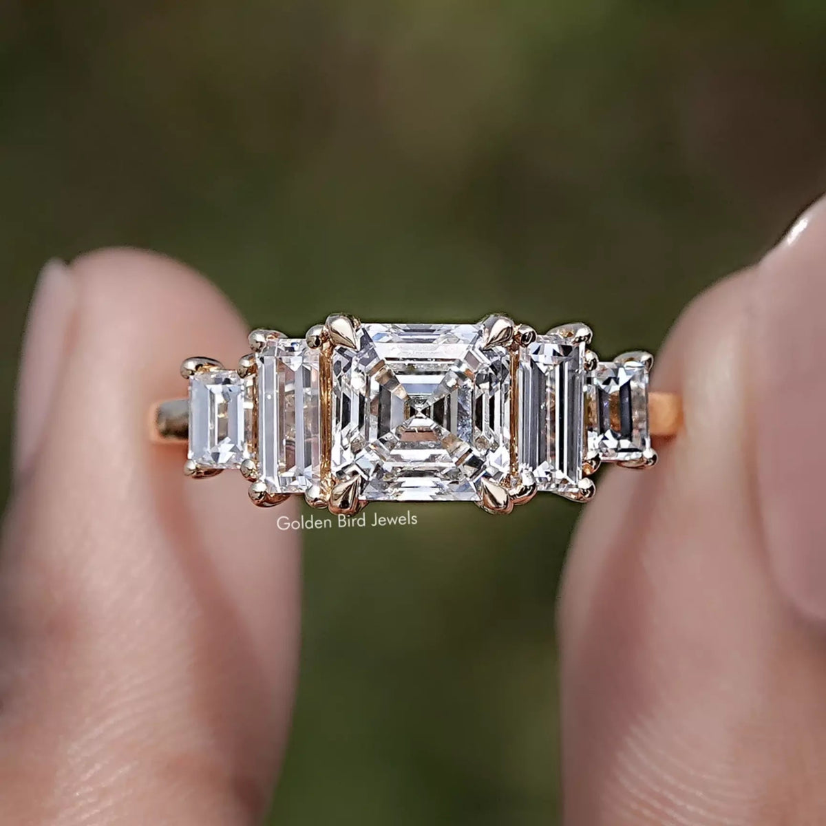Asscher Cut Lab Diamond Five Stone Ring