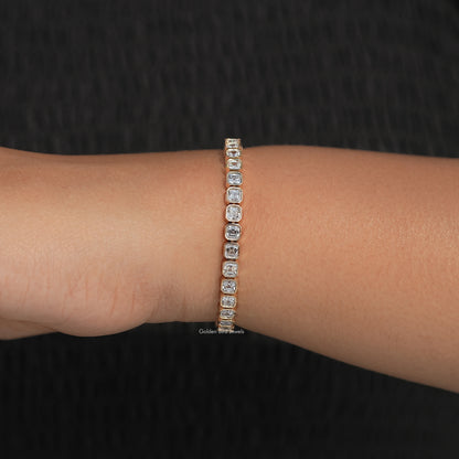 Close View Of Lab Diamond Tennis Bracelet 
